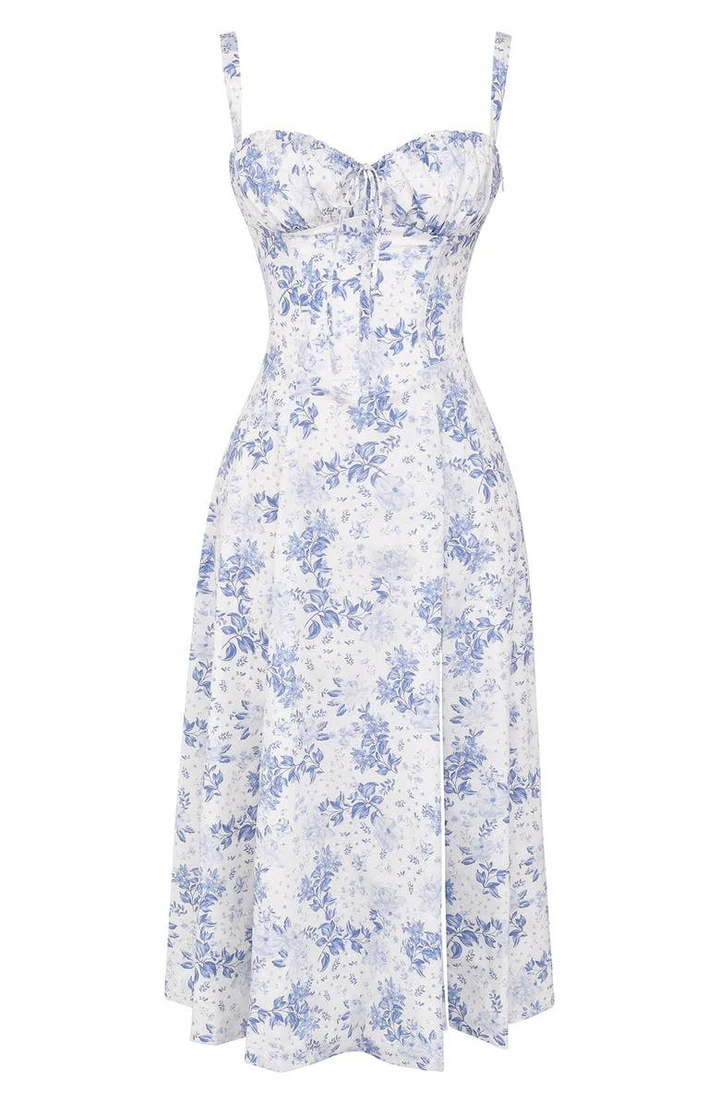 Bianca | Robe bustier florale taille-réduite Midriff