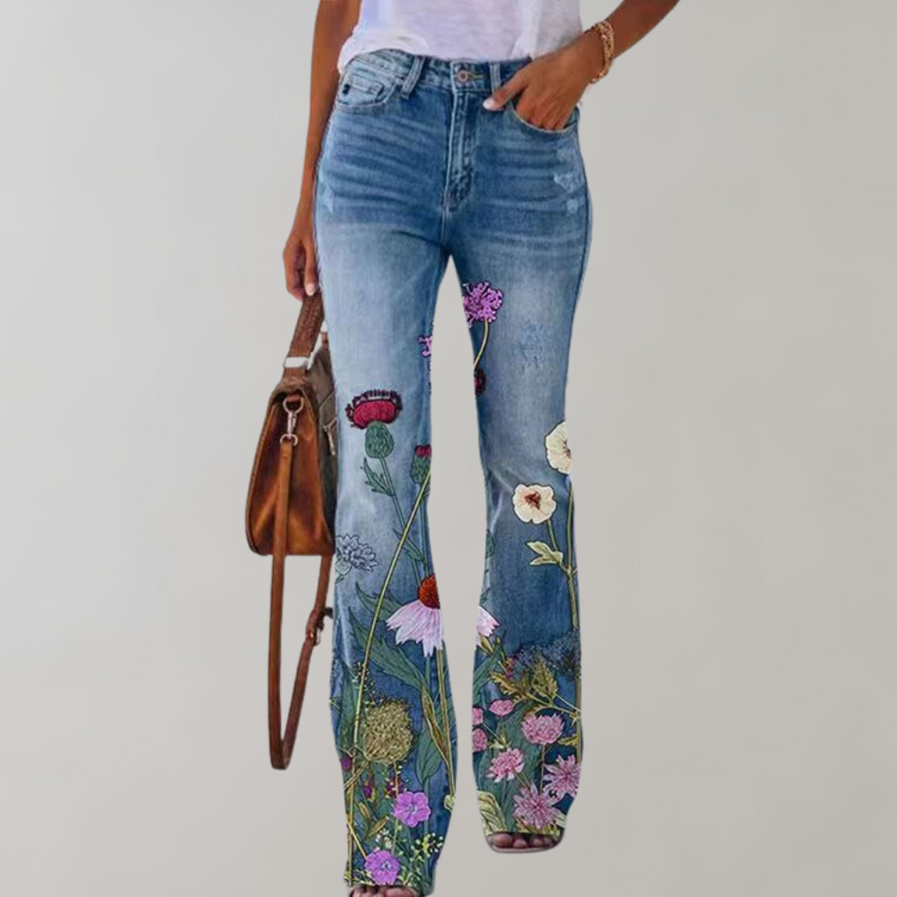 Magnifique pantalon évasé avec patte de boutonnage